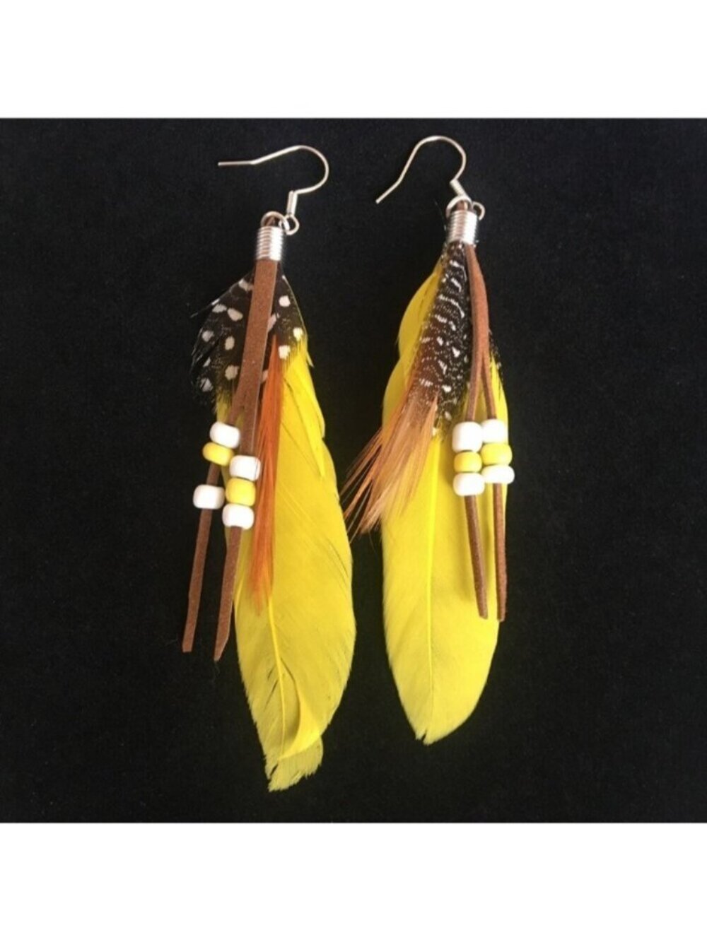 Yellow Feather Native Style Earrings